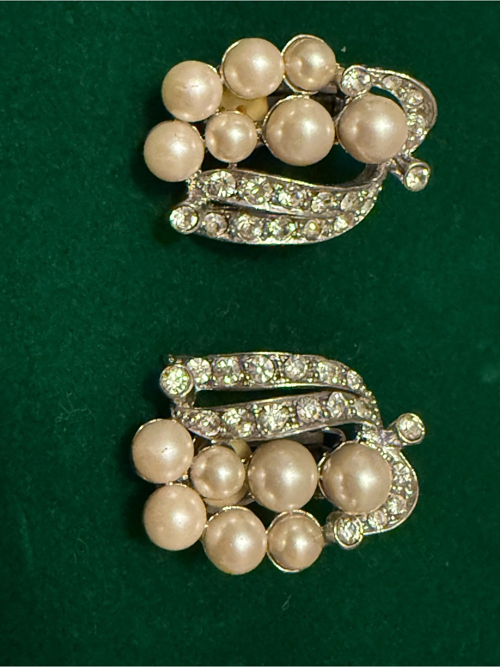 Classic Pearl and Crystal Clip-On Earrings - Ivory Pearls